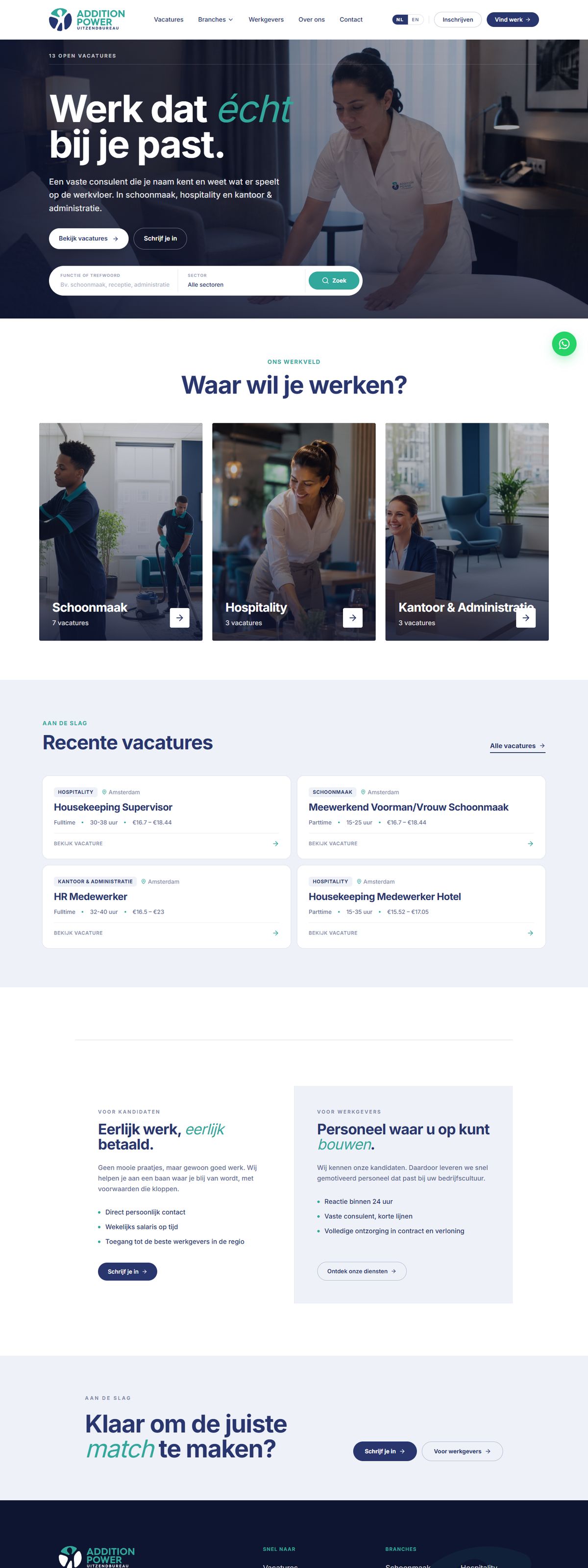 De website van Addition Power Uitzendbureau